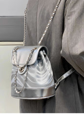 Product information: Lining texture: Polyester Color: silver bags Applicable Gender: Female Function: Waterproof Material: PU Packing list: 1*Backpack