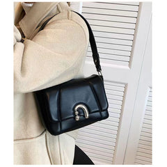 Rhombus Underarm Shoulder Bag – PU Leather Clamshell Handbag