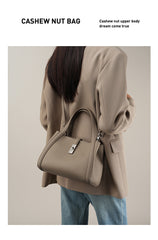 Korean-Style Large Capacity Leather Handbag – Genuine Cowhide Tote