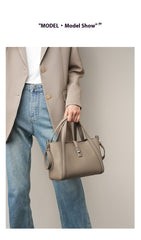 Korean-Style Large Capacity Leather Handbag – Genuine Cowhide Tote
