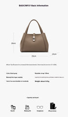 Korean-Style Large Capacity Leather Handbag – Genuine Cowhide Tote