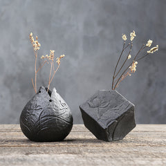 Stoneware Zen Chinese Flower Arrangement Vase – Handmade Ceramic Home Décor