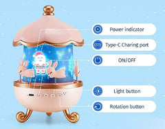 Bunny’s Carousel Projection Lamp – Rotating Bunny Night Light & Music Box