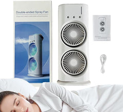 Double-Ended Spray Fan – Dual Cooling Mist & LED Portable Rechargeable Fan