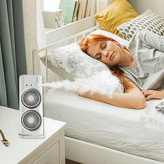 Double-Ended Spray Fan – Dual Cooling Mist & LED Portable Rechargeable Fan