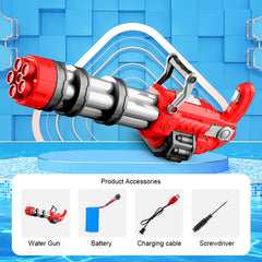 Gatling Water Gun – Powerful Summer Water Blaster Toy for Kids (Red & Blue)