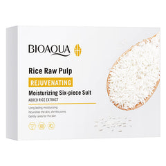 BIOAQUA Rice Raw Pulp Rejuvenating Six-piece Suit – Complete Moisturizing & Brightening Skincare Set
