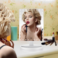 Large LED Mirror – 360° Rotating Vanity Mirror with Adjustable Brightness & Lighting
