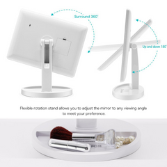 Large LED Mirror – 360° Rotating Vanity Mirror with Adjustable Brightness & Lighting