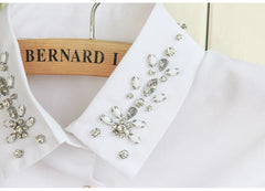 Women’s Chiffon Rhinestone Fake Collar Shawl – Elegant Decorative Overlay