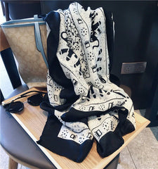 Ethnic Style Cotton & Linen Sunscreen Scarf – Lightweight Summer Shawl (180x90cm)