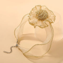Creative 3D Flower Lace Necklace – Elegant Mesh Clavicle Pendant for Women