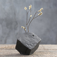 Stoneware Zen Chinese Flower Arrangement Vase – Handmade Ceramic Home Décor