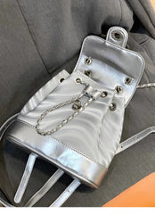 Product information: Lining texture: Polyester Color: silver bags Applicable Gender: Female Function: Waterproof Material: PU Packing list: 1*Backpack