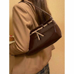 Cute Bowknot PU Leather Shoulder Bag – Women’s Small Handbag