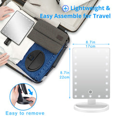Large LED Mirror – 360° Rotating Vanity Mirror with Adjustable Brightness & Lighting