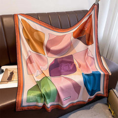 Double-Sided Contrast Color Kerchief – 90x90cm Stylish Square Scarf for Women