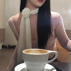 Pure Color Rose Scarf – Elegant Floral Accent for Women