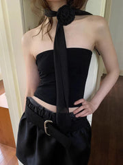 Pure Color Rose Scarf – Elegant Floral Accent for Women