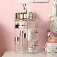 Rotating Cosmetic Organizer | Diamond Pattern Vanity Storage