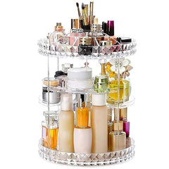 Rotating Cosmetic Organizer | Diamond Pattern Vanity Storage