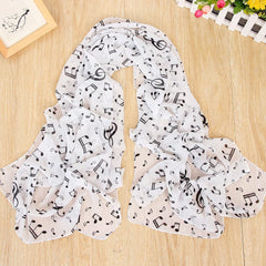 Women’s Fashion Casual Music Note Print Chiffon Silk Scar