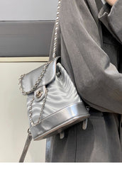 Product information: Lining texture: Polyester Color: silver bags Applicable Gender: Female Function: Waterproof Material: PU   Packing list: 1*Backpack