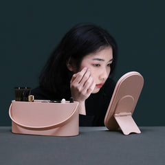 Portable LED Light Storage Box Makeup Mirror – Beauty Organizer with LED Lighting