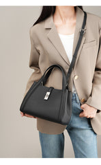 Korean-Style Large Capacity Leather Handbag – Genuine Cowhide Tote