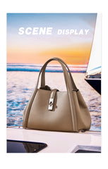 Korean-Style Large Capacity Leather Handbag – Genuine Cowhide Tote