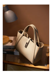 Korean-Style Large Capacity Leather Handbag – Genuine Cowhide Tote