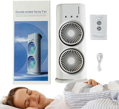 Double-Ended Spray Fan – Dual Cooling Mist & LED Portable Rechargeable Fan