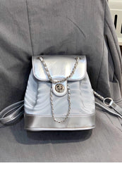 Product information: Lining texture: Polyester Color: silver bags Applicable Gender: Female Function: Waterproof Material: PU   Packing list: 1*Backpack