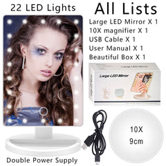 Large LED Mirror – 360° Rotating Vanity Mirror with Adjustable Brightness & Lighting