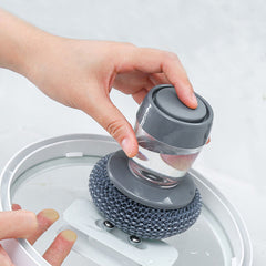 Liquid Adding Pot Washing Brush with Soap Dispenser & Replaceable Head