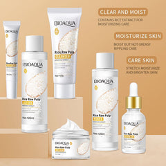 BIOAQUA Rice Raw Pulp Rejuvenating Six-piece Suit – Complete Moisturizing & Brightening Skincare Set