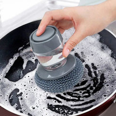 Liquid Adding Pot Washing Brush with Soap Dispenser & Replaceable Head