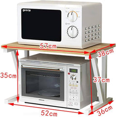 Wooden Microwave Oven Rack | 2-Tier Kitchen Organizer