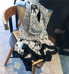 Ethnic Style Cotton & Linen Sunscreen Scarf – Lightweight Summer Shawl (180x90cm)