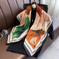 Double-Sided Contrast Color Kerchief – 90x90cm Stylish Square Scarf for Women