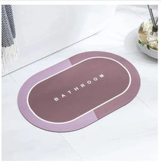 Super Absorbent Waterproof Bathroom Floor Mat – Quick-Dry, Non-Slip Oval Design